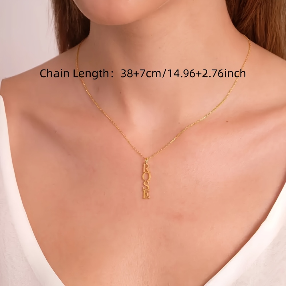 Custom Stainless Steel Vertical Letter Name Pendant Necklace